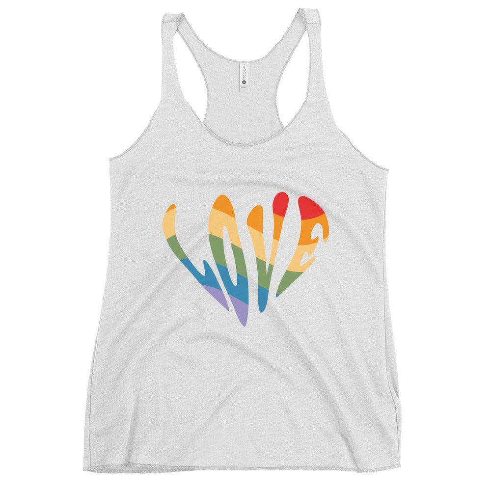 Rainbow Love Women's Tank Top - Heather White - LGBTPride.com
