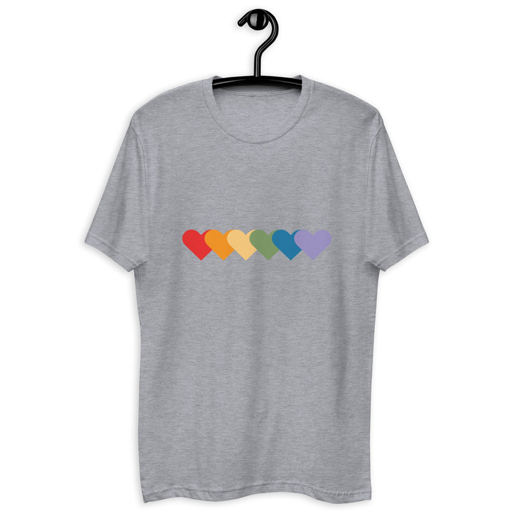 Rainbow of Hearts Men's T-Shirt - Heather Grey - LGBTPride.com