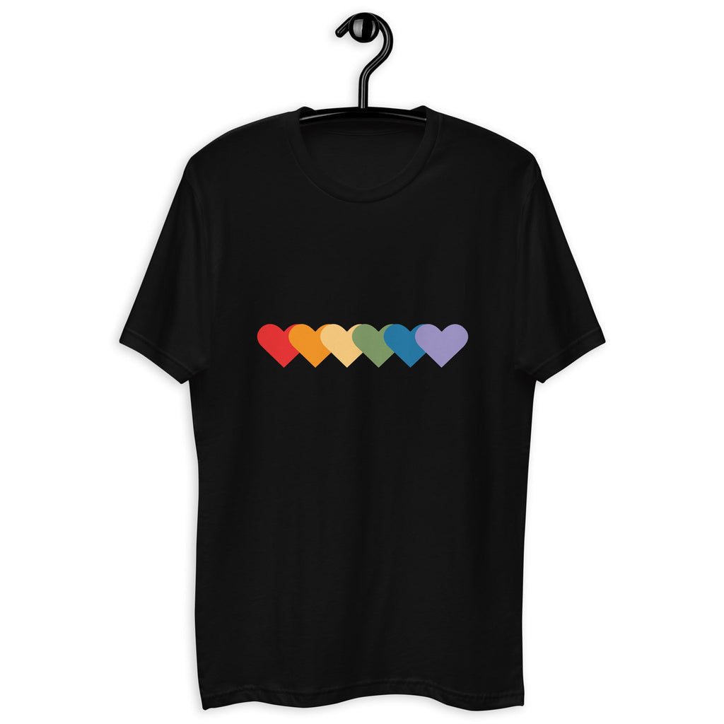Rainbow of Hearts Men's T-Shirt - Black - LGBTPride.com