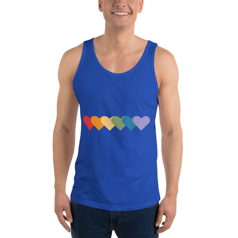 Rainbow of Hearts Men's Tank Top - True Royal - LGBTPride.com