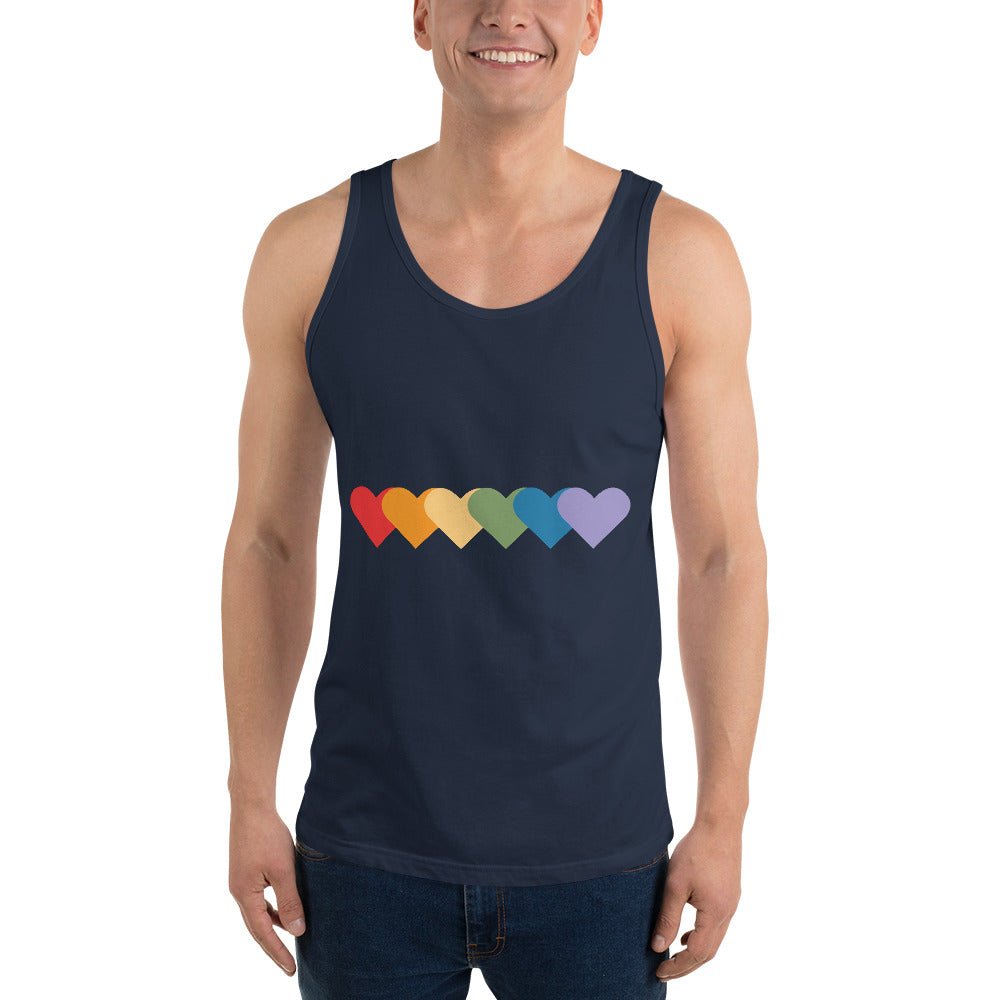 Rainbow of Hearts Men's Tank Top - Navy - LGBTPride.com