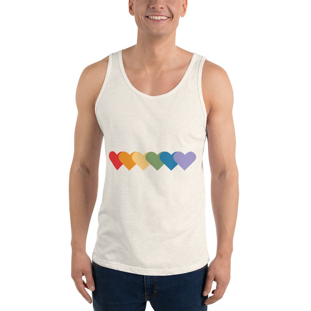 Rainbow of Hearts Men's Tank Top - Oatmeal Triblend - LGBTPride.com