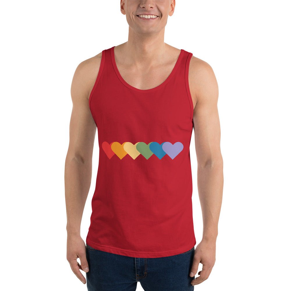 Rainbow of Hearts Men's Tank Top - Red - LGBTPride.com