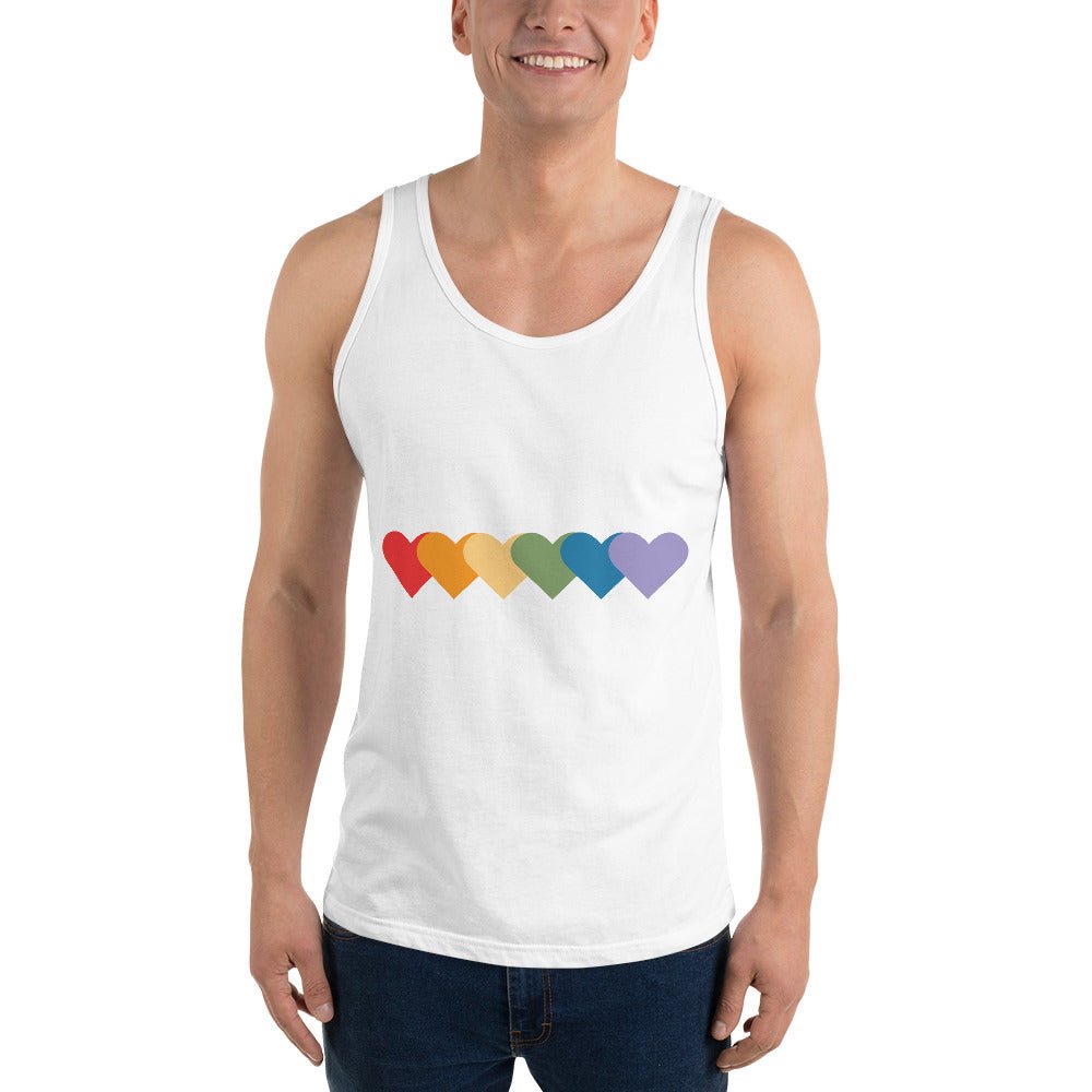 Rainbow of Hearts Men's Tank Top - White - LGBTPride.com