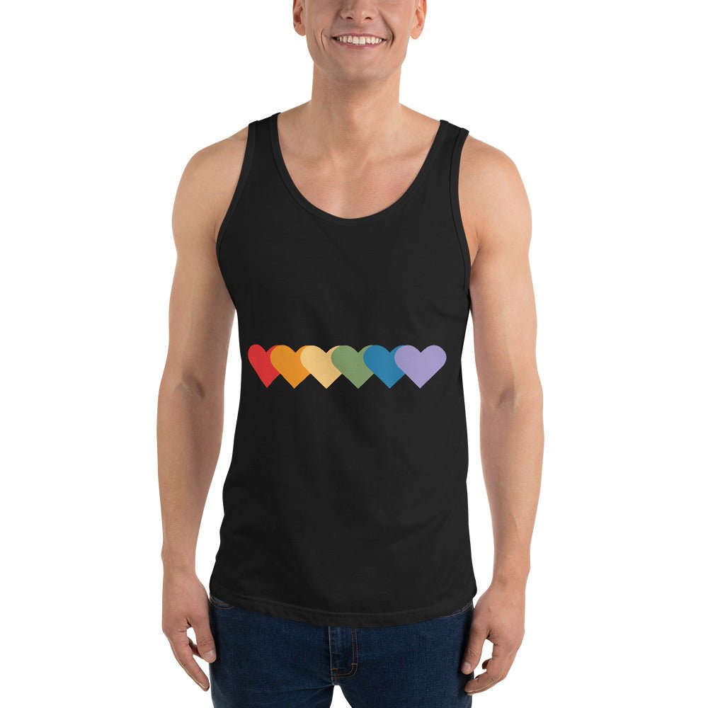 Rainbow of Hearts Men's Tank Top - Black - LGBTPride.com