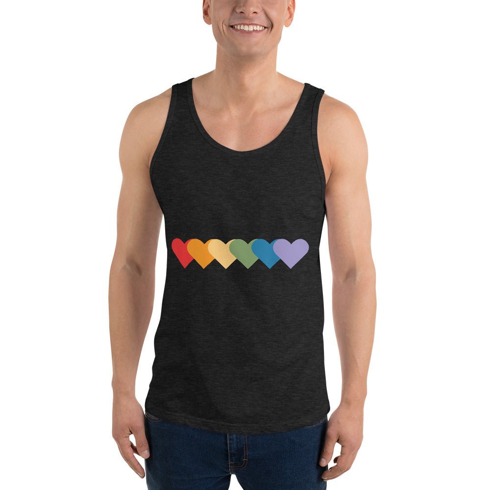 Rainbow of Hearts Men's Tank Top - Charcoal-Black Triblend - LGBTPride.com