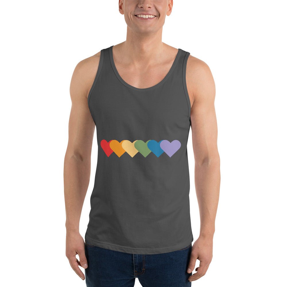 Rainbow of Hearts Men's Tank Top - Asphalt - LGBTPride.com