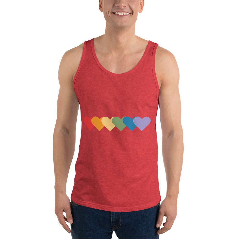 Rainbow of Hearts Men's Tank Top - Red Triblend - LGBTPride.com