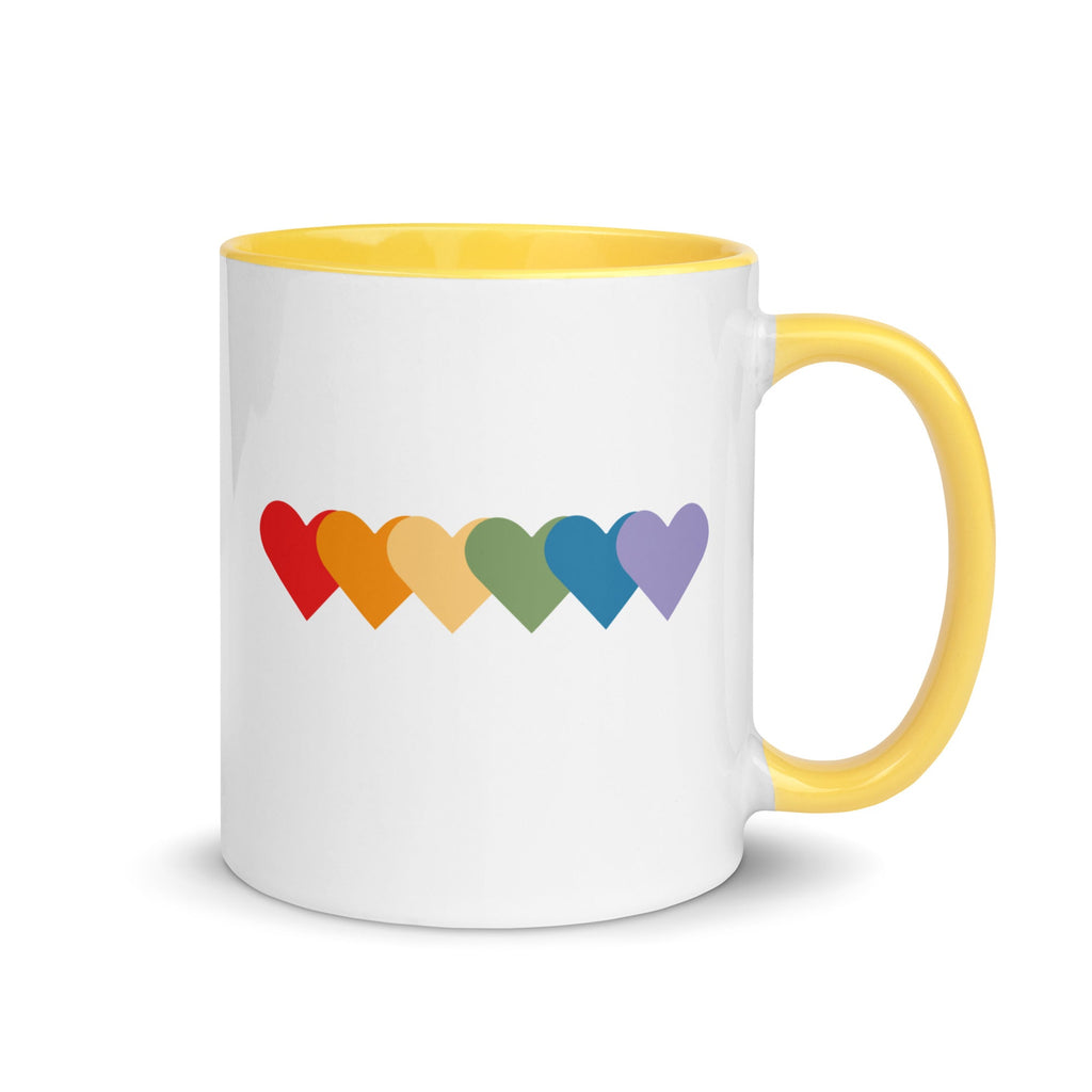 Rainbow of Hearts Mug - Yellow - LGBTPride.com