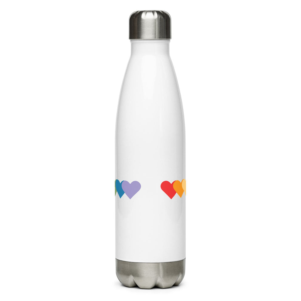 Rainbow of Hearts Stainless Steel Water Bottle - White - LGBTPride.com