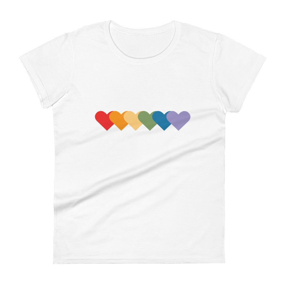 Rainbow of Hearts Women's T-Shirt - White - LGBTPride.com