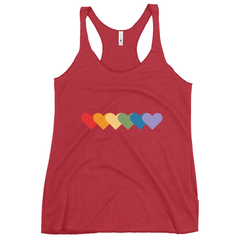 Rainbow of Hearts Women's Tank Top - Vintage Red - LGBTPride.com