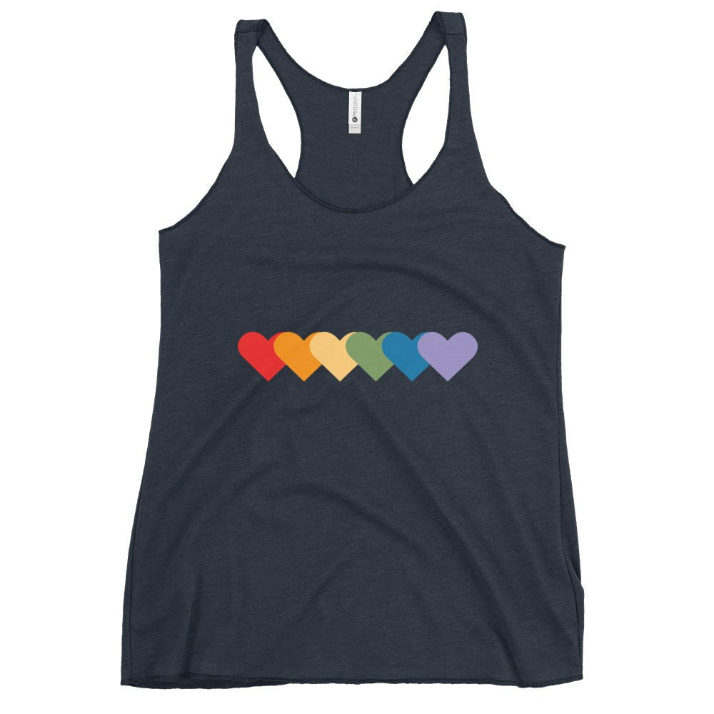 Rainbow of Hearts Women's Tank Top - Vintage Navy - LGBTPride.com