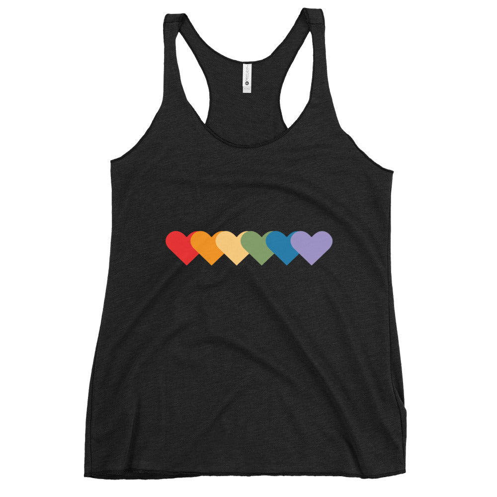 Rainbow of Hearts Women's Tank Top - Vintage Black - LGBTPride.com