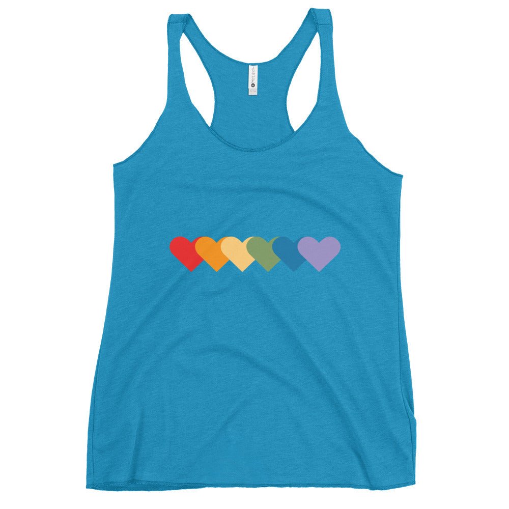 Rainbow of Hearts Women's Tank Top - Vintage Turquoise - LGBTPride.com