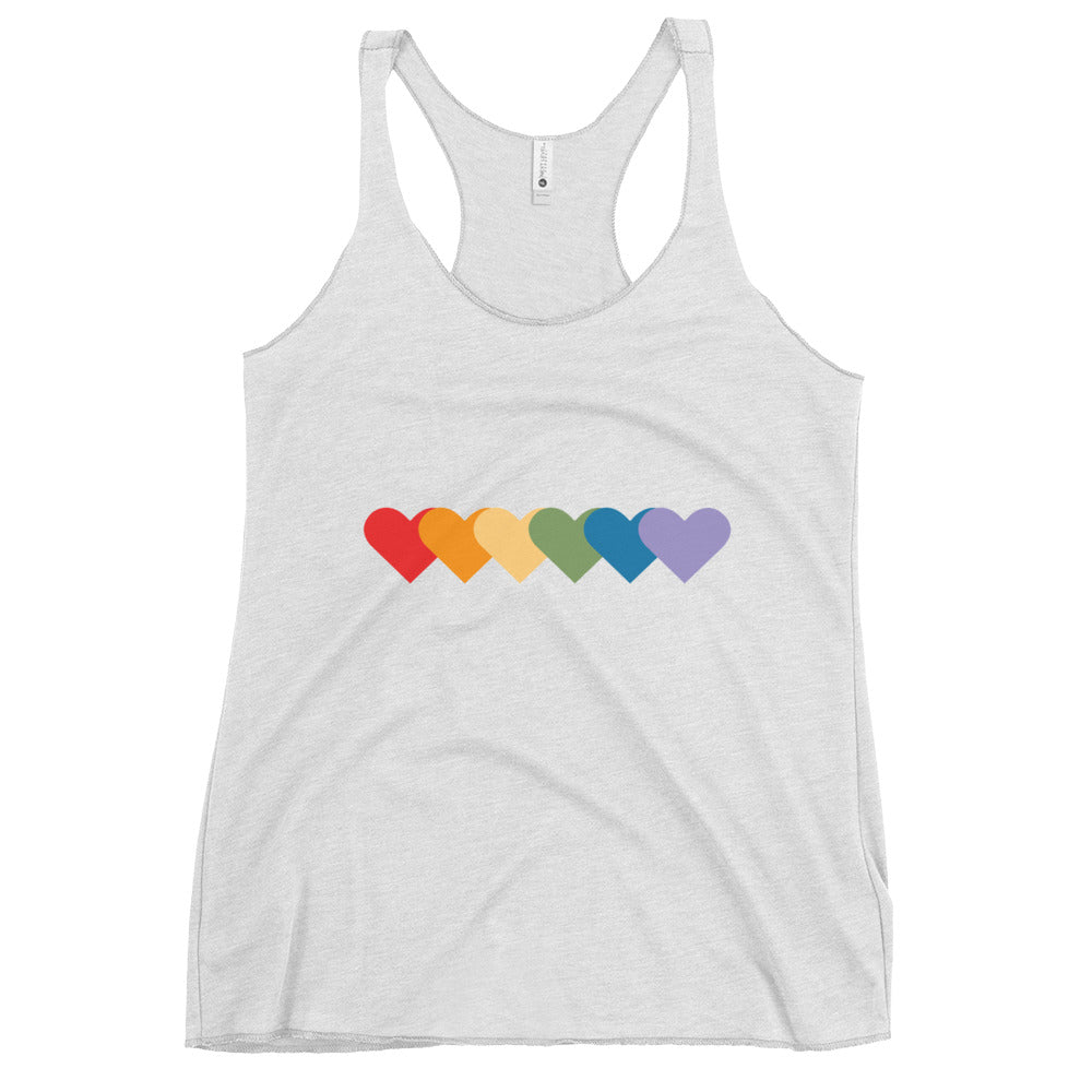 Rainbow of Hearts Women's Tank Top - Heather White - LGBTPride.com