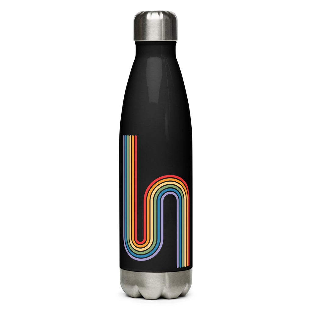 Rainbow Road Stainless Steel Water Bottle - Black - LGBTPride.com