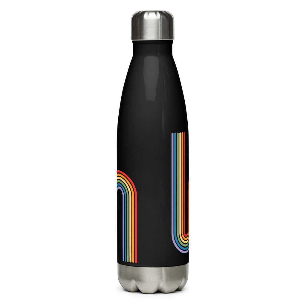 Rainbow Road Stainless Steel Water Bottle - Black - LGBTPride.com