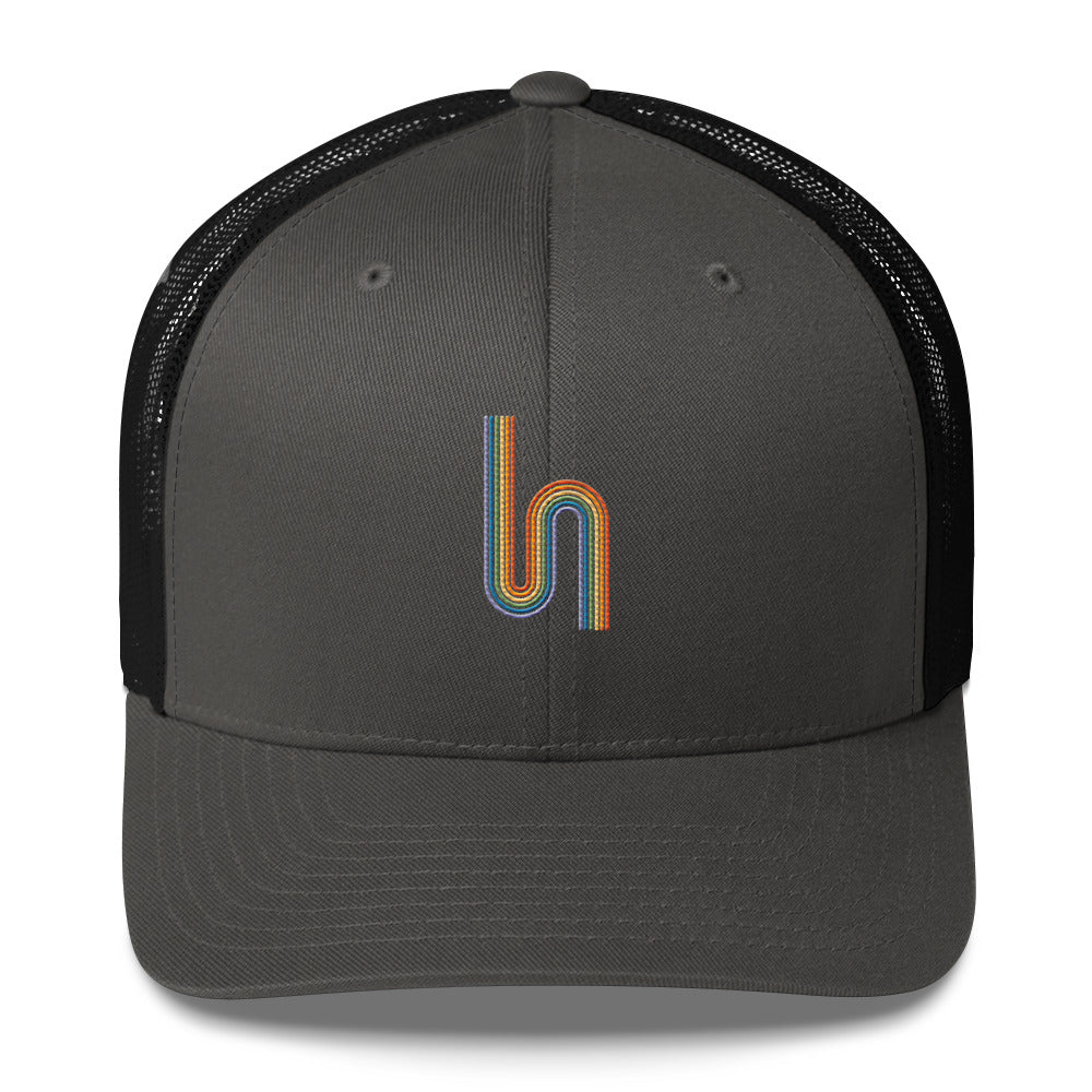 Rainbow Road Trucker Hat - Charcoal/ Black - LGBTPride.com