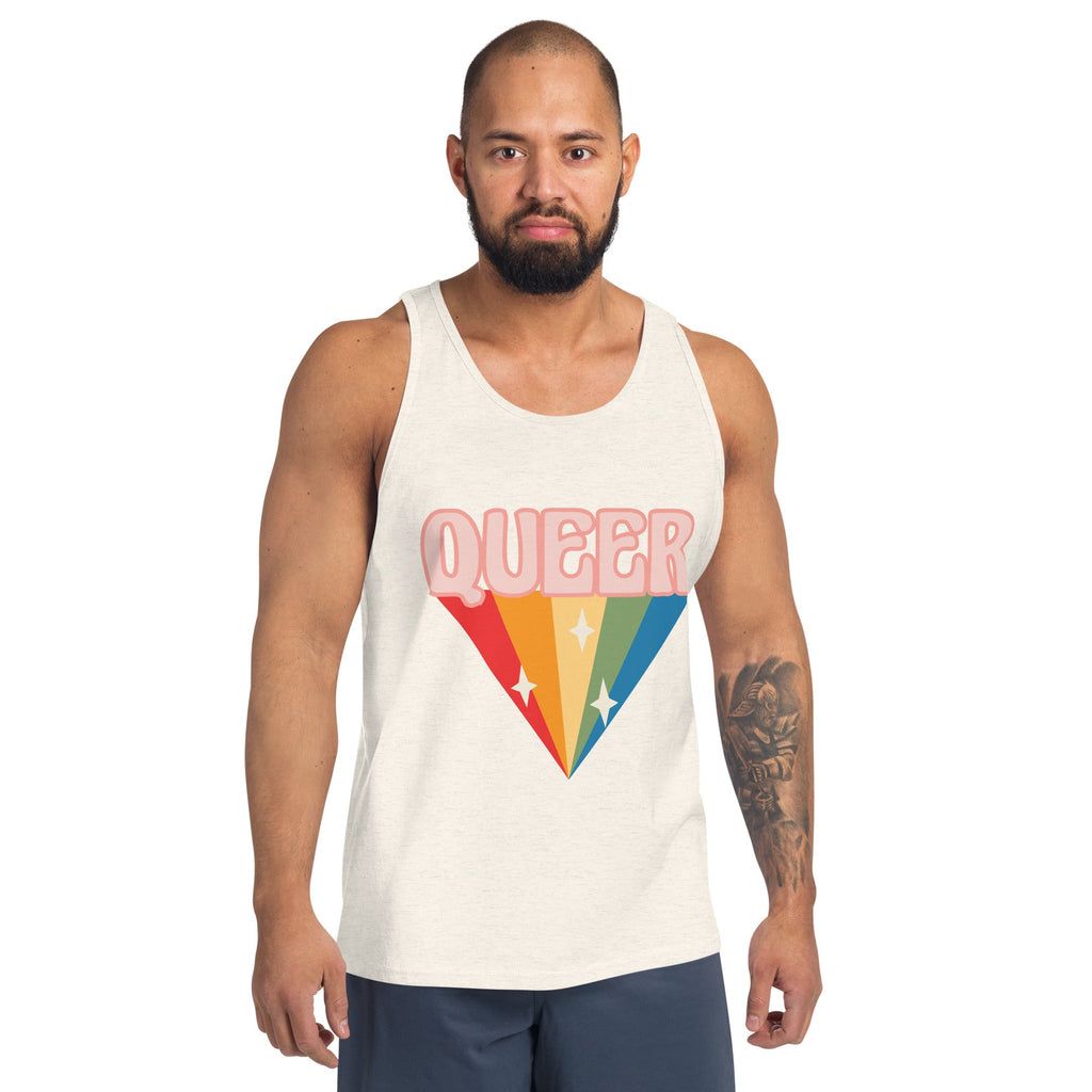 Retro Queer Men's Tank Top - Oatmeal Triblend - LGBTPride.com