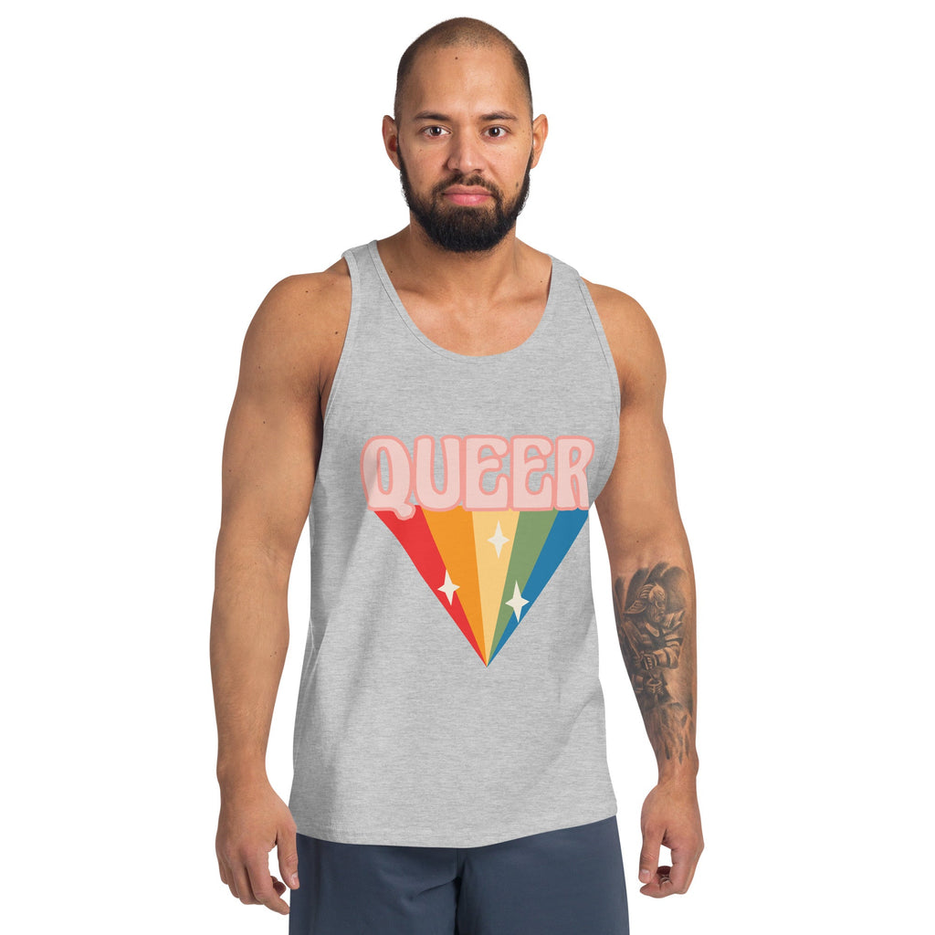 Retro Queer Men's Tank Top - Athletic Heather - LGBTPride.com