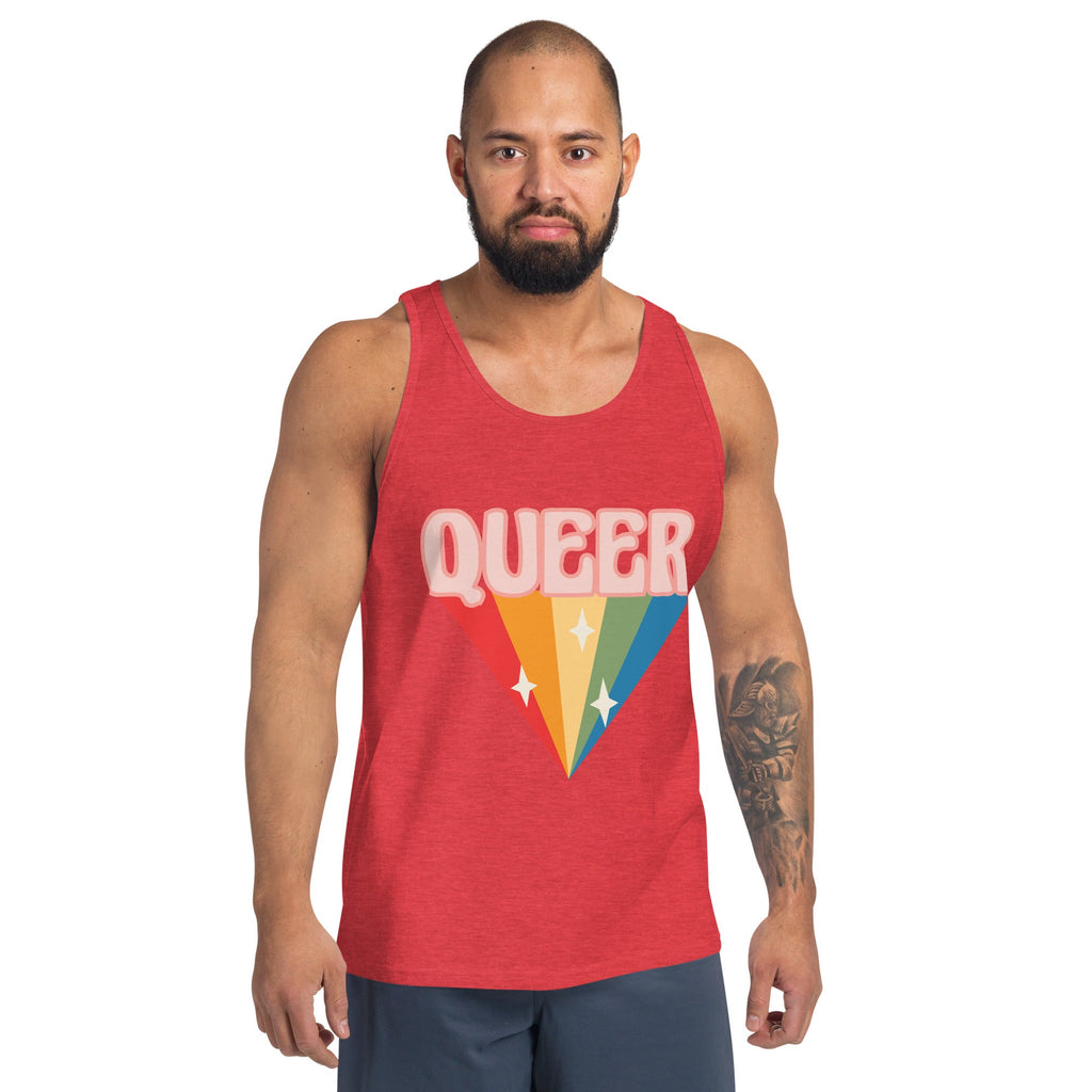 Retro Queer Men's Tank Top - Red Triblend - LGBTPride.com