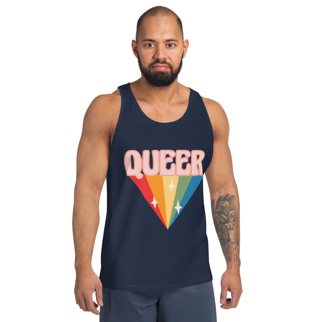 Retro Queer Men's Tank Top - Navy - LGBTPride.com