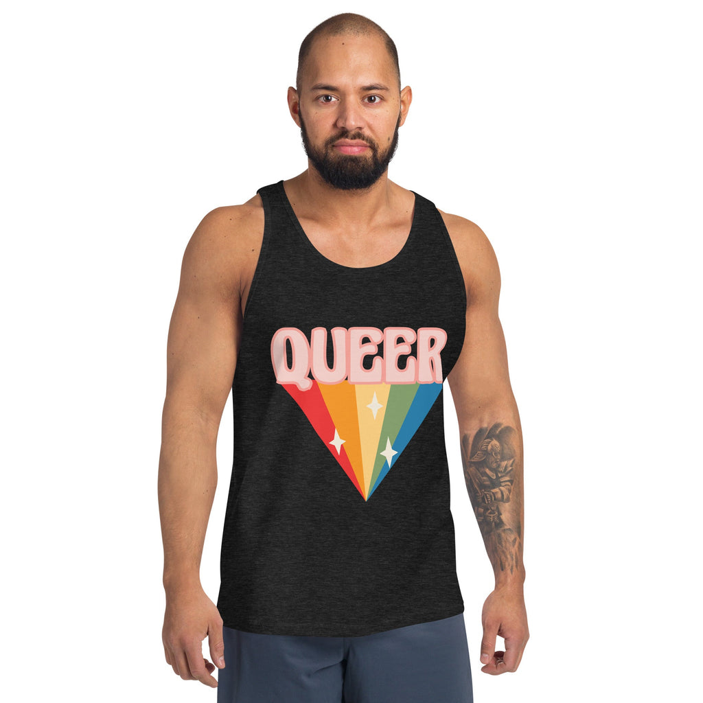 Retro Queer Men's Tank Top - Charcoal-Black Triblend - LGBTPride.com