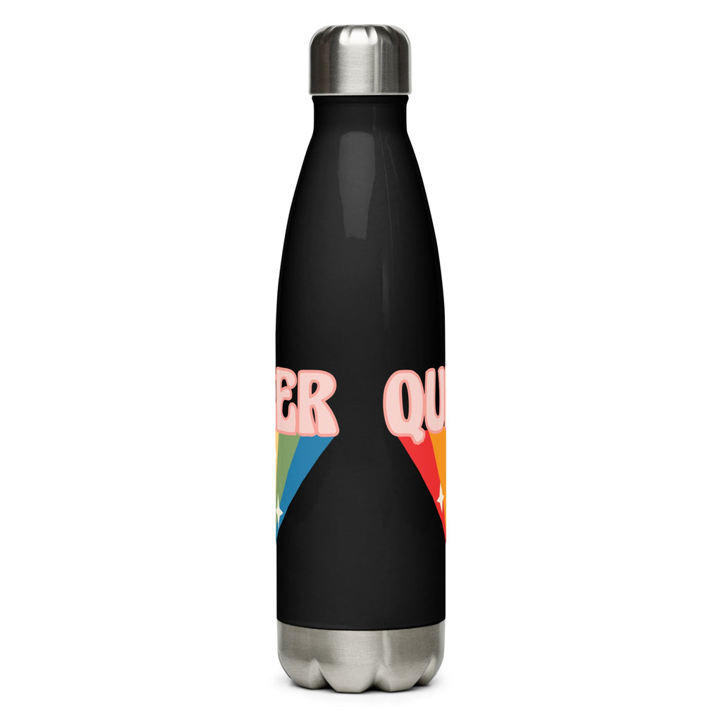 Retro Queer Stainless Steel Water Bottle - Black - LGBTPride.com