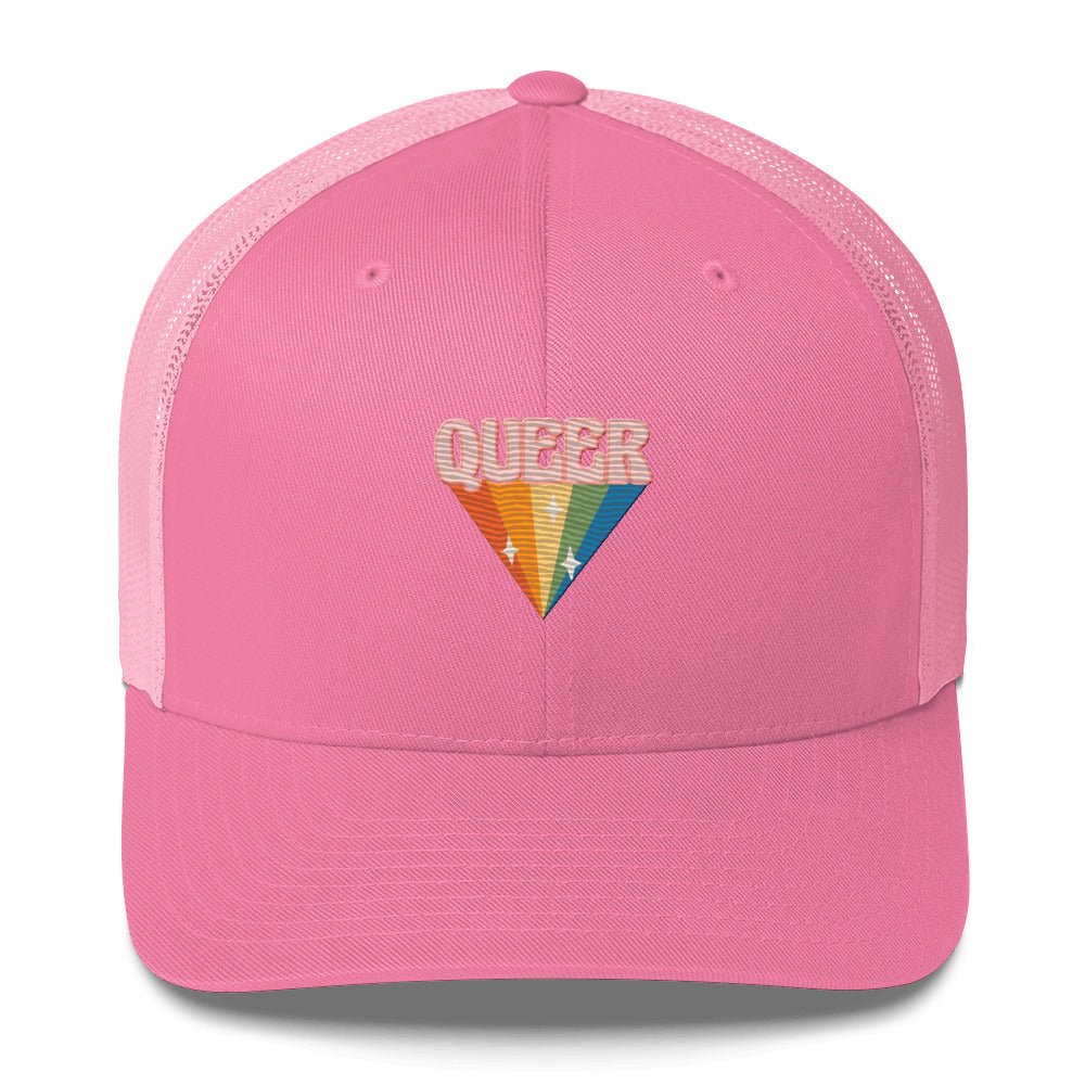 Retro Queer Trucker Hat - Pink - LGBTPride.com