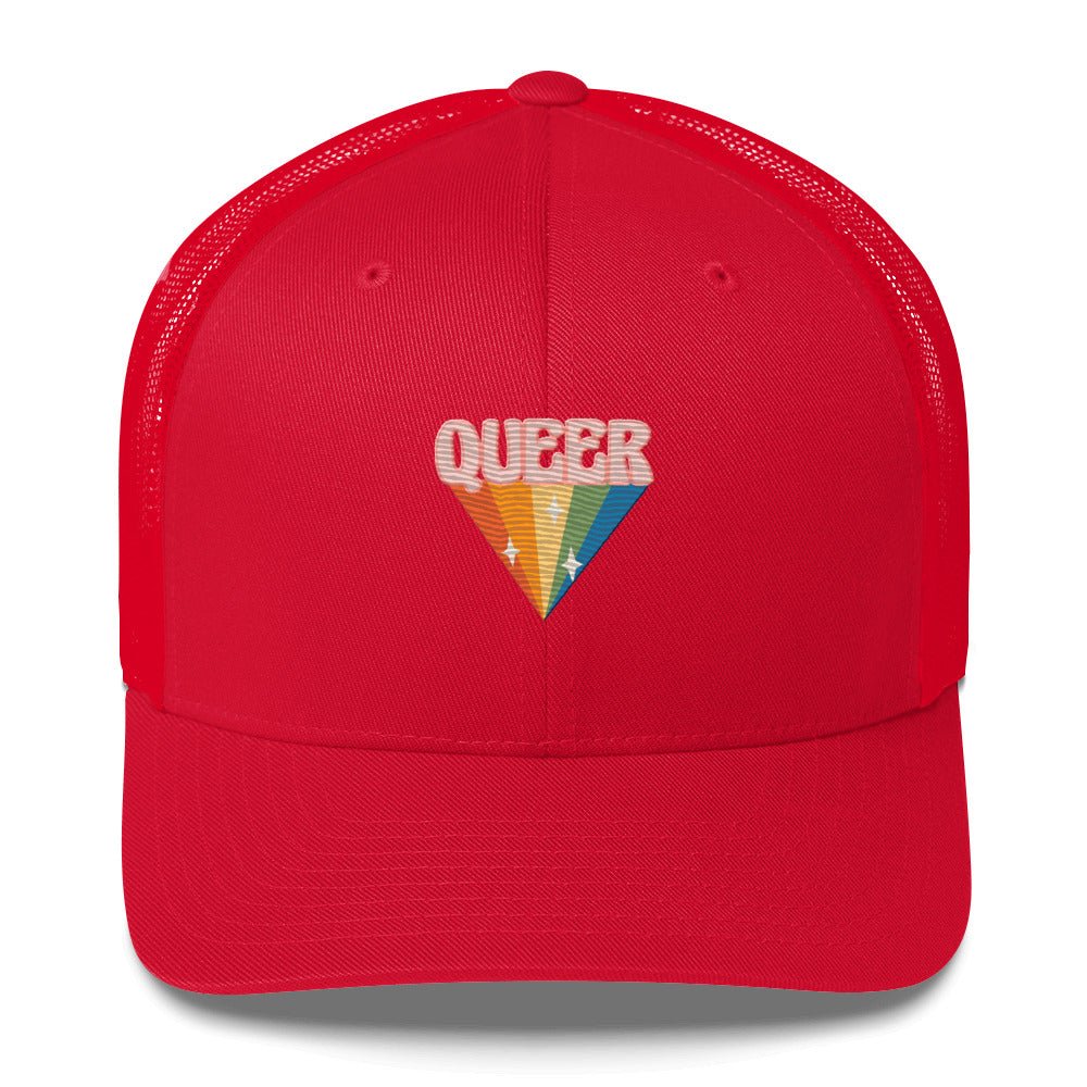 Retro Queer Trucker Hat - Red - LGBTPride.com