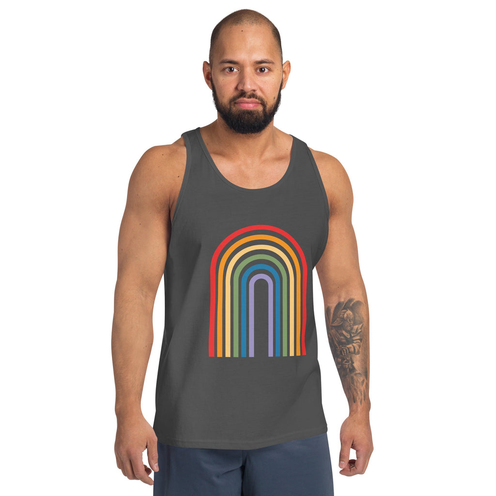 Retro Rainbow Men's Tank Top - Asphalt - LGBTPride.com