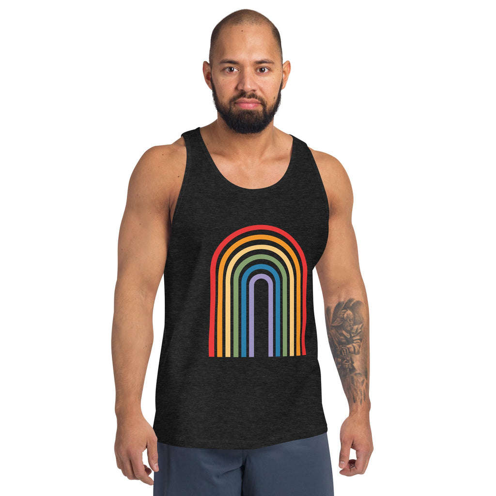 Retro Rainbow Men's Tank Top - Charcoal-Black Triblend - LGBTPride.com