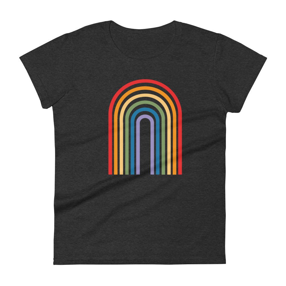 Retro Rainbow Women's T-Shirt - Heather Dark Grey - LGBTPride.com