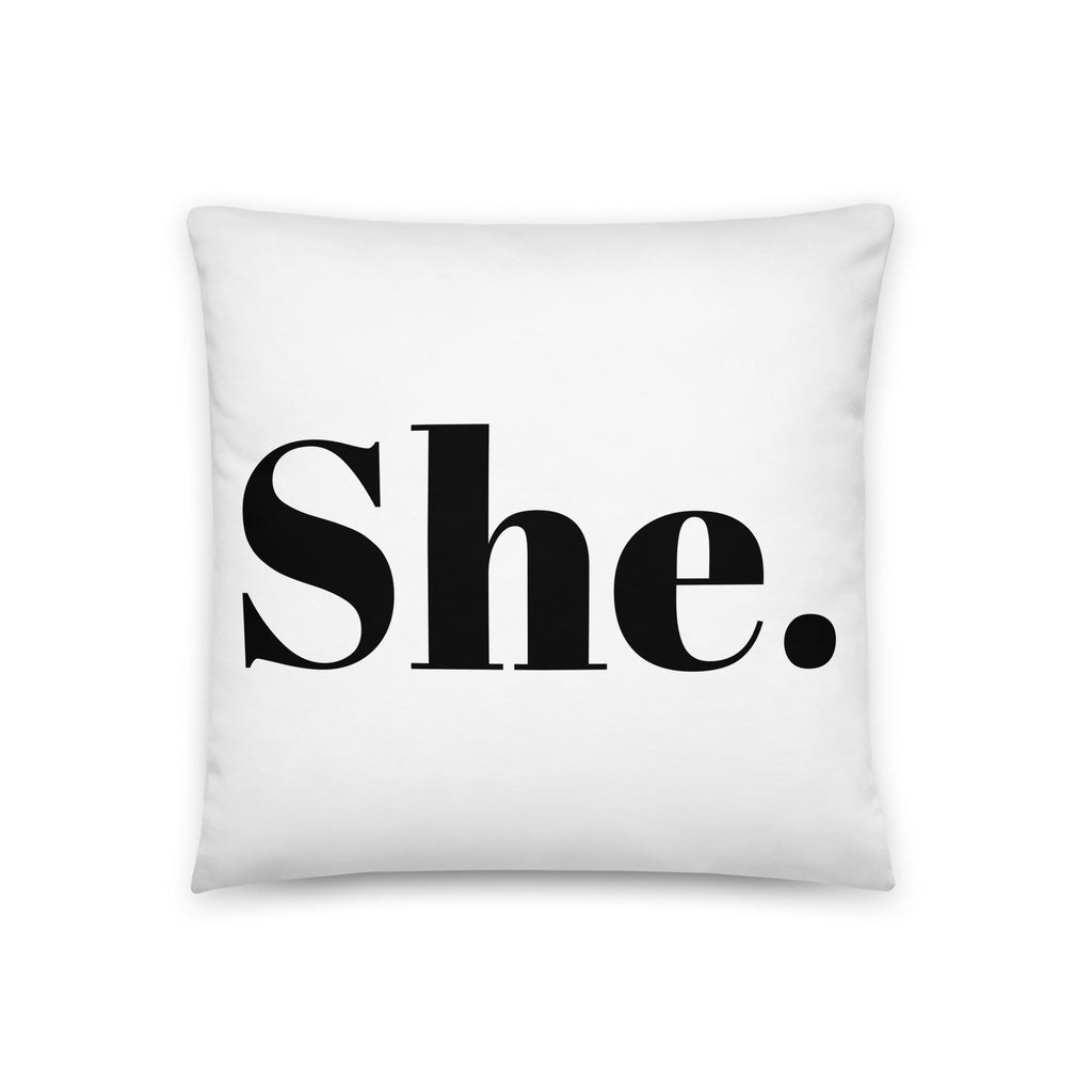 She. Pronoun Pillow - 18″×18″ - LGBTPride.com