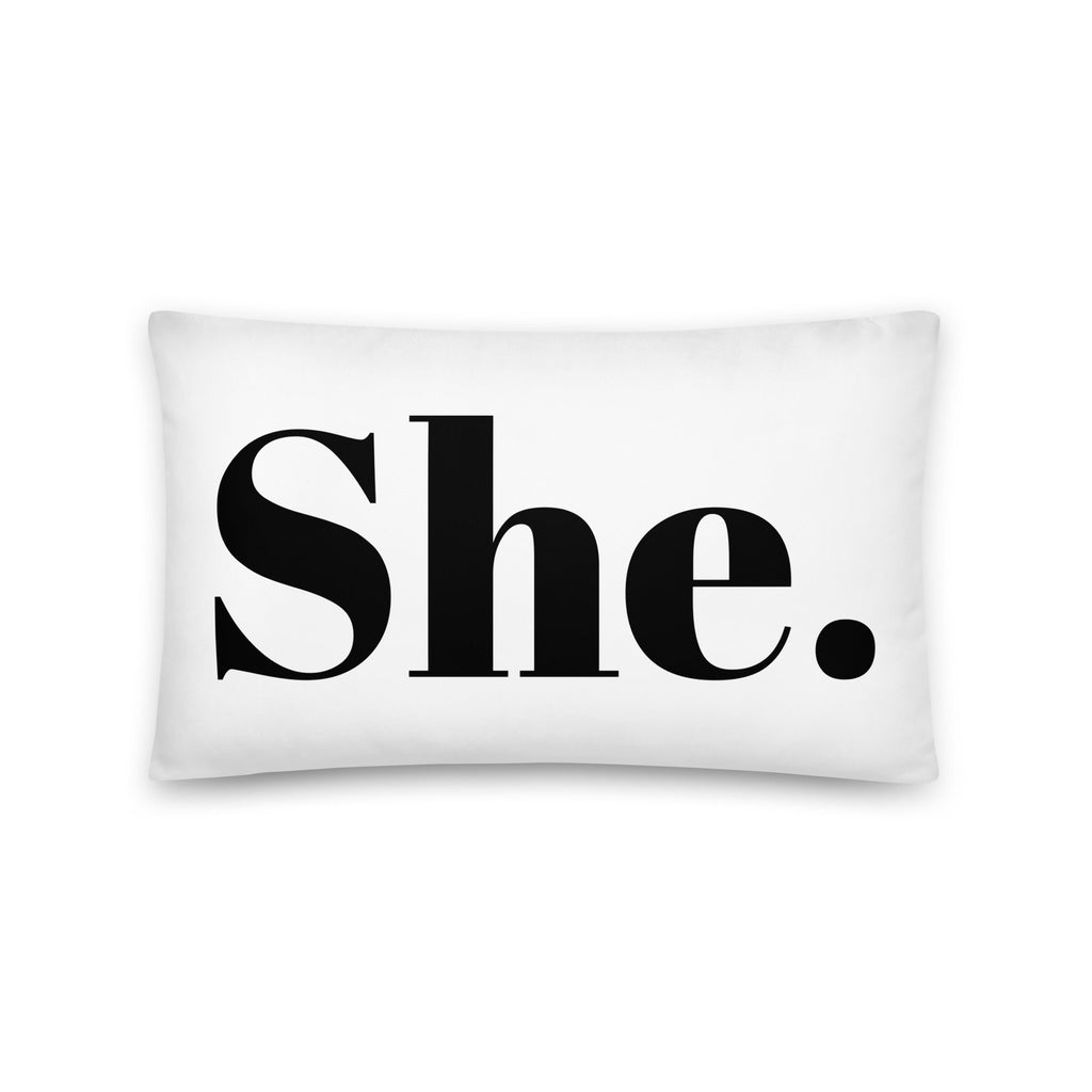 She. Pronoun Pillow - 20″×12″ - LGBTPride.com