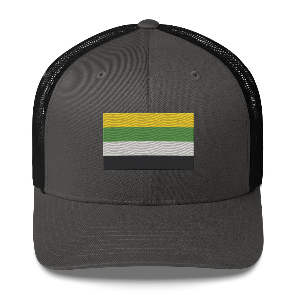 Skoliosexual Pride Flag Trucker Hat - Charcoal/ Black - LGBTPride.com