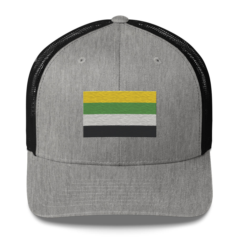 Skoliosexual Pride Flag Trucker Hat - Heather/ Black - LGBTPride.com