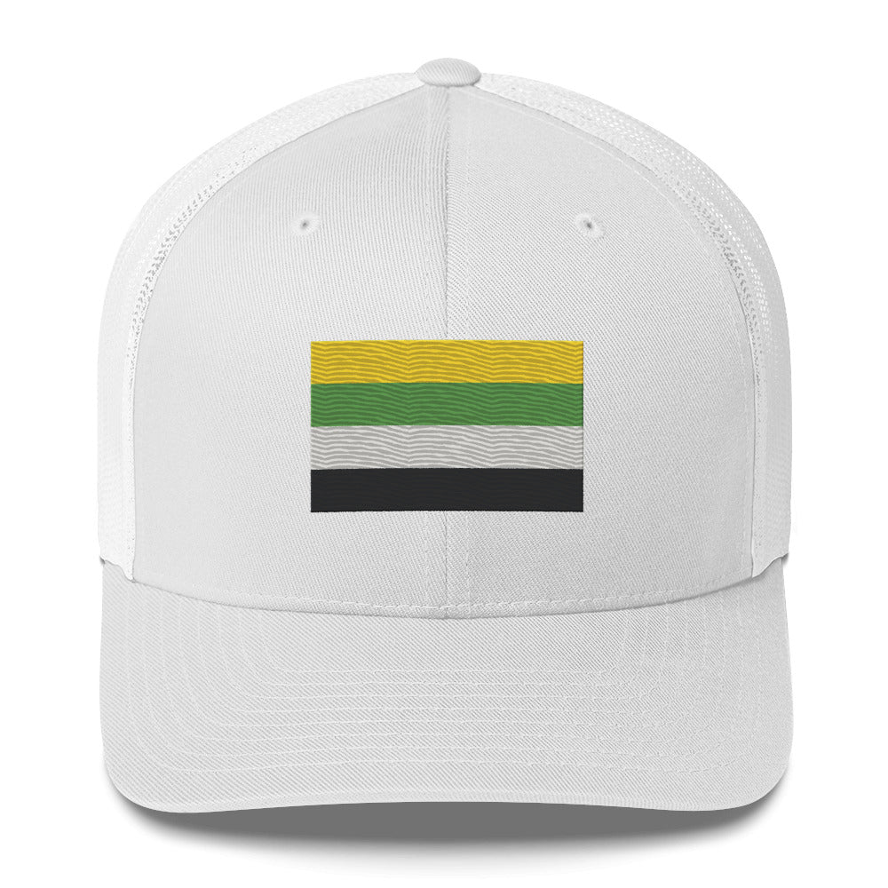 Skoliosexual Pride Flag Trucker Hat - White - LGBTPride.com