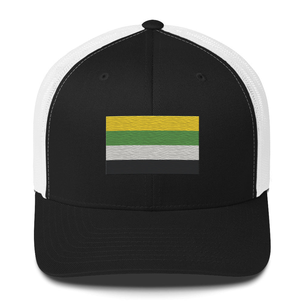 Skoliosexual Pride Flag Trucker Hat - Black/ White - LGBTPride.com