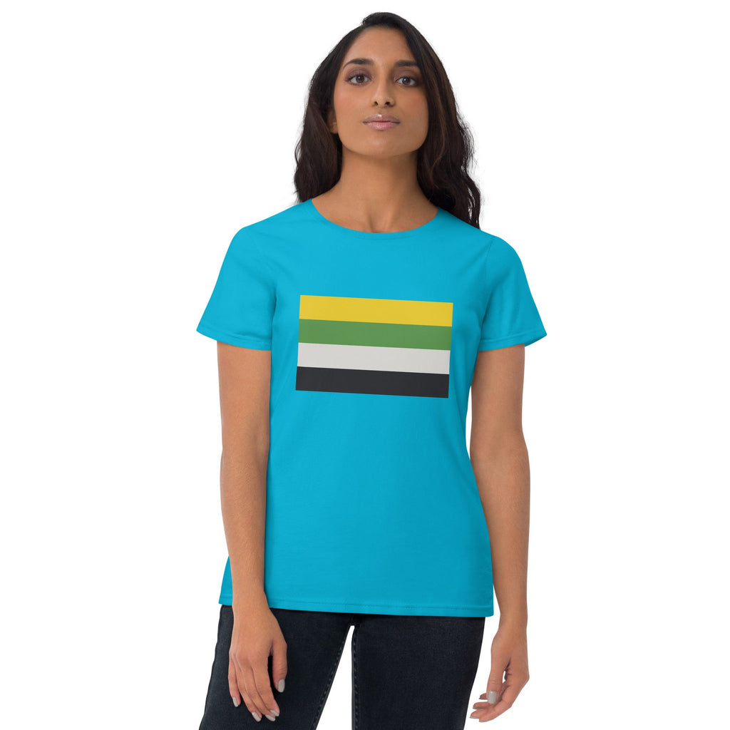 Skoliosexual Pride Flag Women's T-shirt - Caribbean Blue - LGBTPride.com