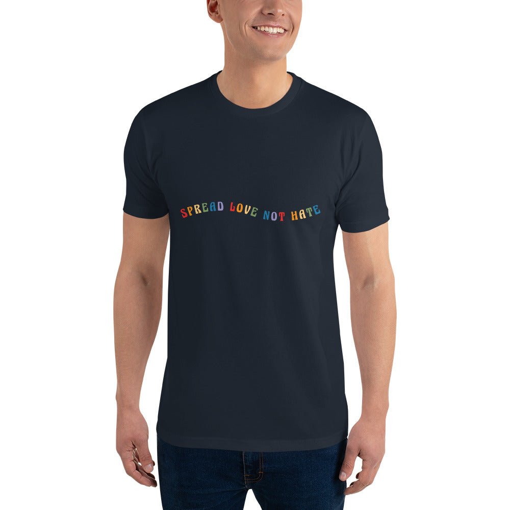 Spread Love Not Hate Men's T-Shirt - Midnight Navy - LGBTPride.com