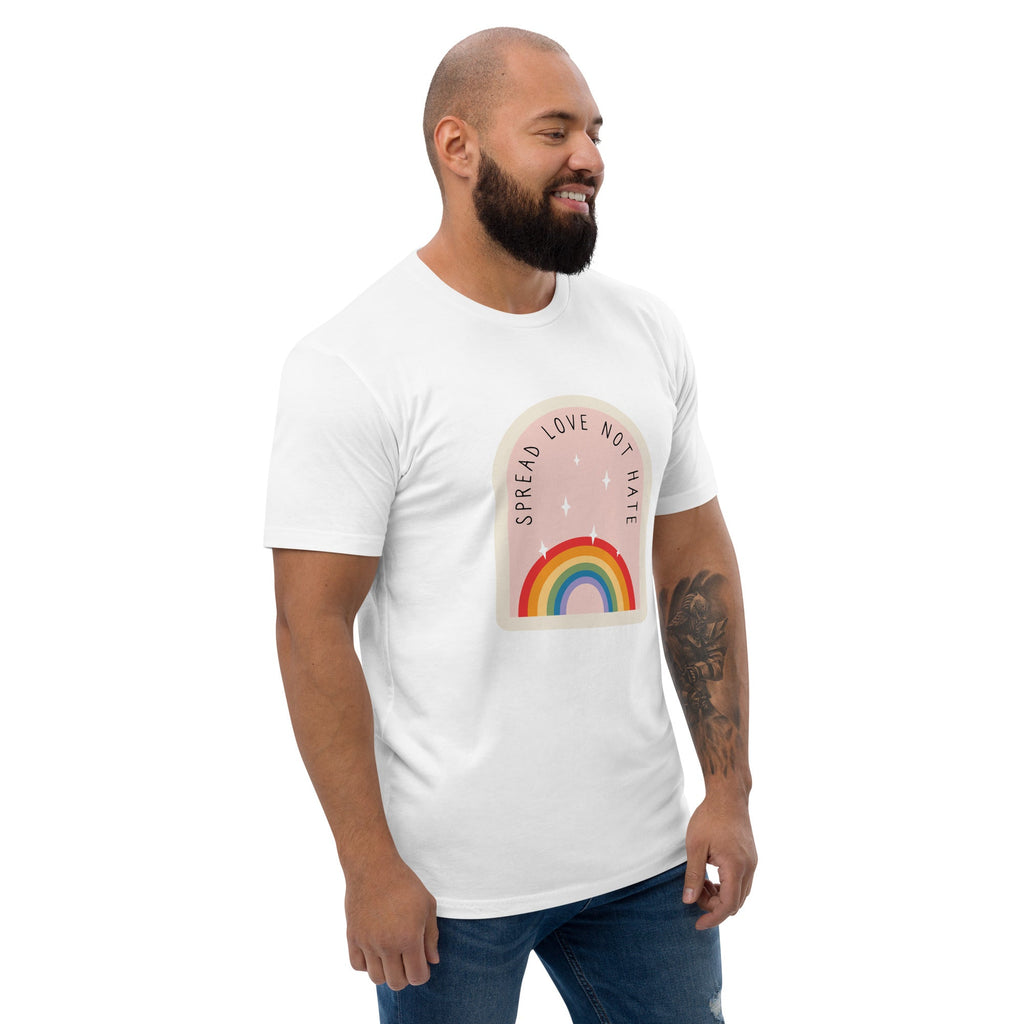 Spread Love Not Hate Rainbow Men's T-Shirt - White - LGBTPride.com
