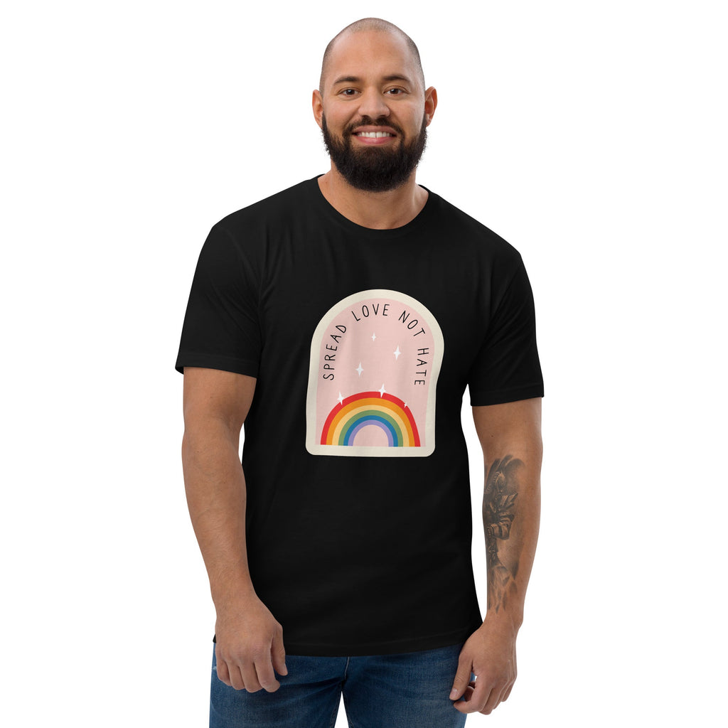 Spread Love Not Hate Rainbow Men's T-Shirt - Black - LGBTPride.com