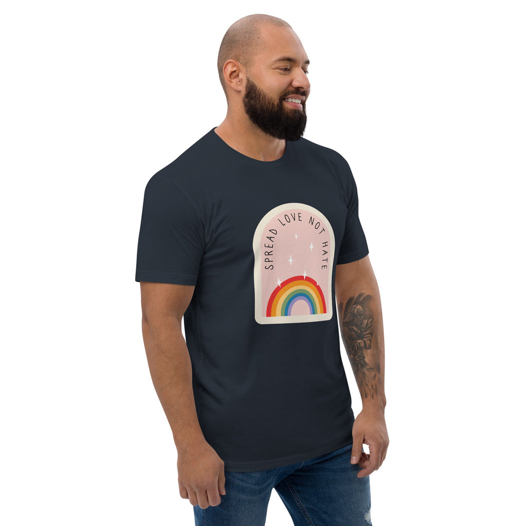 Spread Love Not Hate Rainbow Men's T-Shirt - Midnight Navy - LGBTPride.com