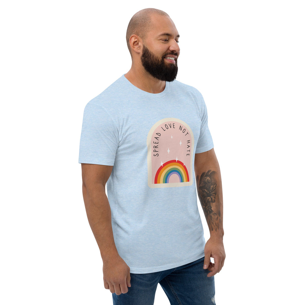 Spread Love Not Hate Rainbow Men's T-Shirt - Light Blue - LGBTPride.com