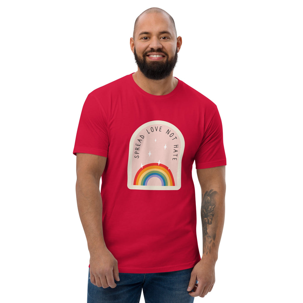 Spread Love Not Hate Rainbow Men's T-Shirt - Red - LGBTPride.com
