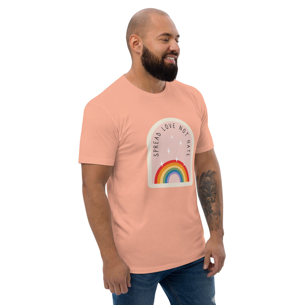 Spread Love Not Hate Rainbow Men's T-Shirt - Desert Pink - LGBTPride.com