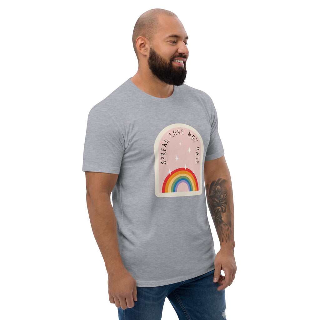 Spread Love Not Hate Rainbow Men's T-Shirt - Heather Grey - LGBTPride.com