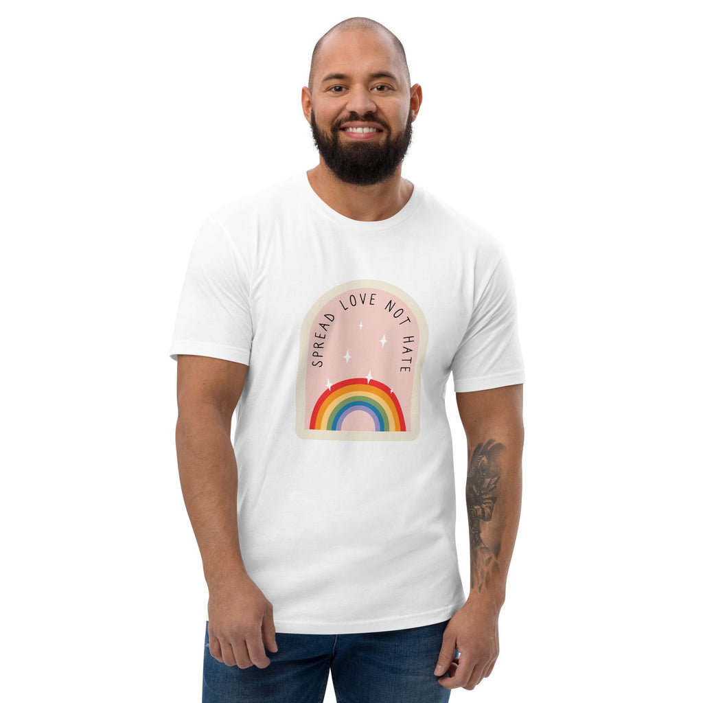 Spread Love Not Hate Rainbow Men's T-Shirt - White - LGBTPride.com